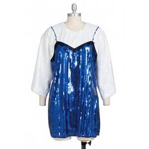 NEW KARA CHIC women's luxe glow allover sequin tunic top in blue